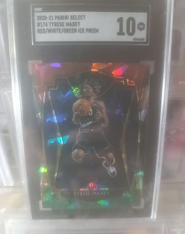 2020-21 Panini Select #174 Tyrese Maxey Red/White/Green Ice Prizm — front