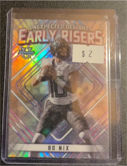 2023 Bowman University Chrome #ER-9 Bo Nix Unexpected Delights Early Risers — front