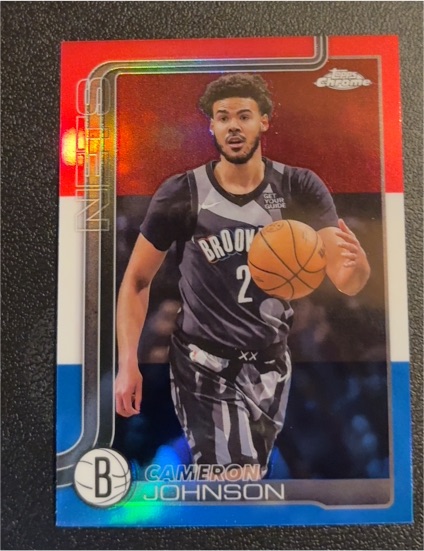 2025-26 Topps Chrome #84 Cameron Johnson Red White and Blue Refractor — front