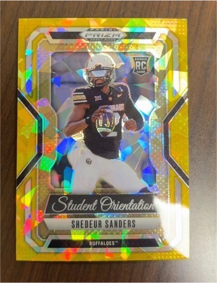 2025 Panini Prizm Draft Picks # Shedeur Sanders Student Orientation Gold Ice — front