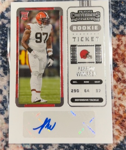 2022 Panini Contenders #202 Perrion Winfrey Rookie Ticket — front