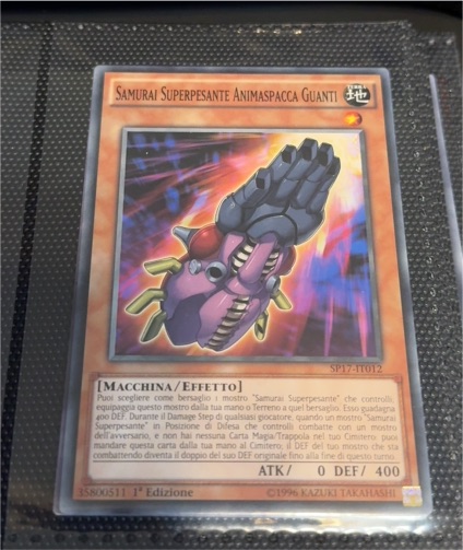 1996 Yu-Gi-Oh! SP17-IT012 Samurai Superpesante Animaspacca Guanti — front