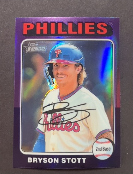 2024 Topps Heritage Chrome Purple Refractor #419 Bryson Stott — front