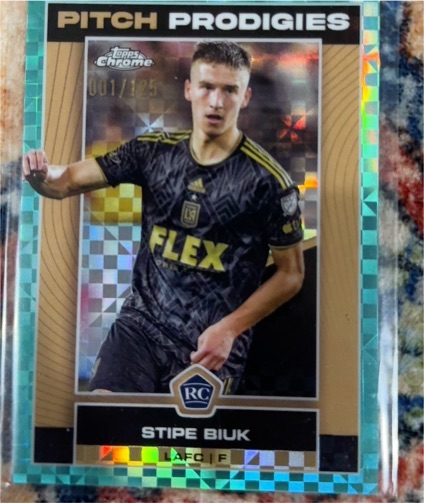 2023 Topps Chrome MLS #6 Stipe Biuk Pitch Prodigies Aqua Lava — front