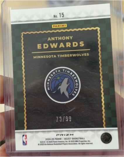 2024-25 Panini Select Prizm #15 Anthony Edwards — front