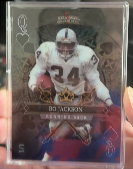2024 Wild Card 5 Card Draw Stacked Deck Queen of Spades Bo Jackson — front