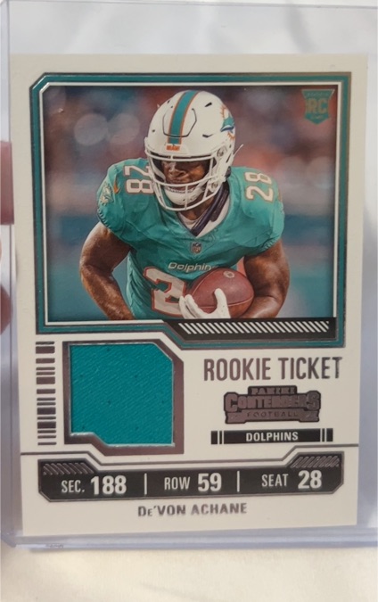 2023 Panini Contenders Rookie Ticket Swatches #TS9 De'Von Achane — front