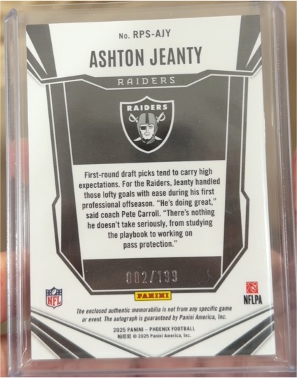 2025 Panini Phoenix RPS Rookie Patch Autographs #RPS-AJY Ashton Jeanty — front