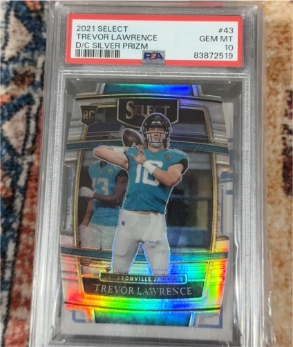 2021 Panini Select #43 Trevor Lawrence Die-Cut Silver Prizm Rookie Card — front