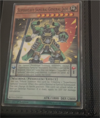 2016 Yu-Gi-Oh! Breakers of Shadow #BOSH-EN010 Superheavy Samurai General Jade — front
