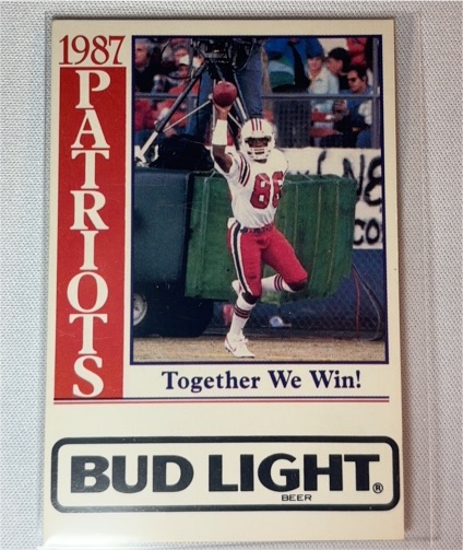 1987 New England Patriots Bud Light Football Schedule Card — front