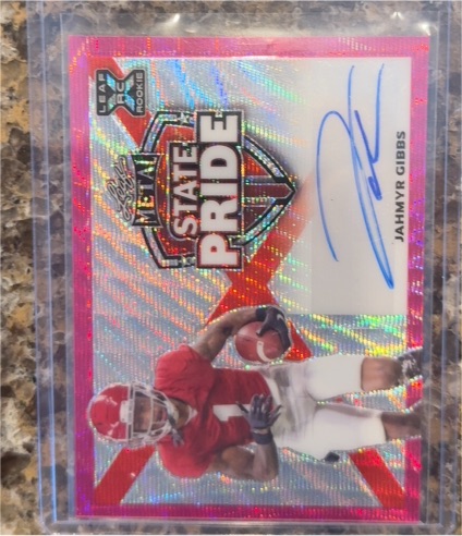 2022 Leaf Metal Draft State Pride Autographs Jahmyr Gibbs #SP-JG1 — front