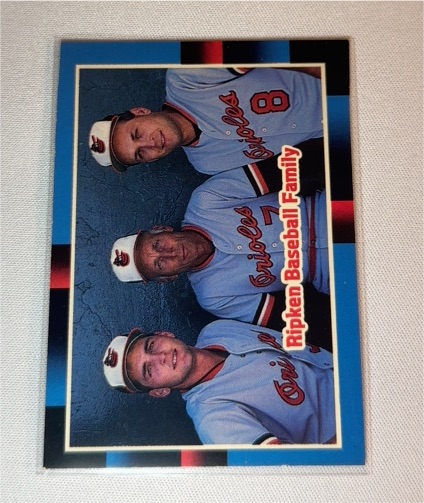 1988 Donruss #625 Ripken Baseball Family Cal Ripken Jr., Billy Ripken, Cal Ripken Sr. — front