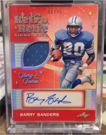 2025 Leaf Glory of the Game Retro Relic Signatures #RS-BS1 Barry Sanders — front
