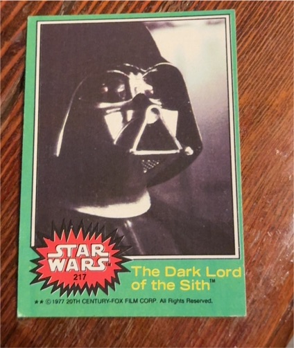 1977 Topps Star Wars #217 The Dark Lord of the Sith — front