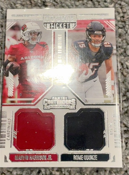 2024 Panini Contenders Rookie Ticket Dual Patch #DS-12 Marvin Harrison Jr. / Rome Odunze — front