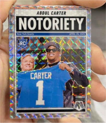 2025 Panini Mosaic #14 Abdul Carter Notoriety Green Mosaic Prizm Rookie — front