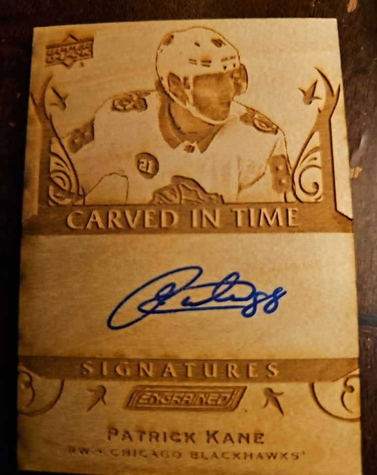 2019-20 Upper Deck Engrained Carved In Time Signatures #CTS-8 Patrick Kane — front