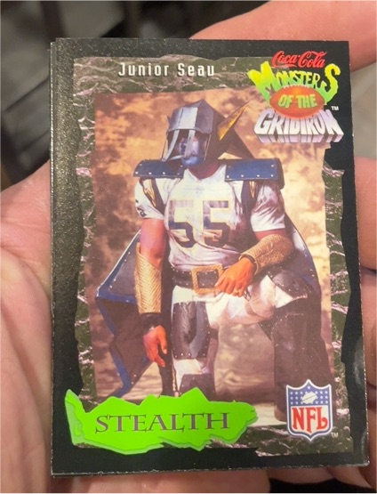1994 Coca-Cola Monsters of the Gridiron #26 Junior Seau Stealth — front