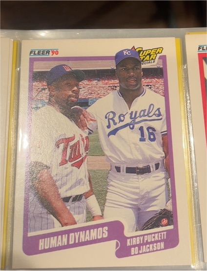 1990 Fleer #635 Human Dynamos Bo Jackson, Kirby Puckett — front
