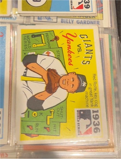 1971 Fleer Laughlin World Series #34 1936 Red Rolfe Yankees vs Giants — front