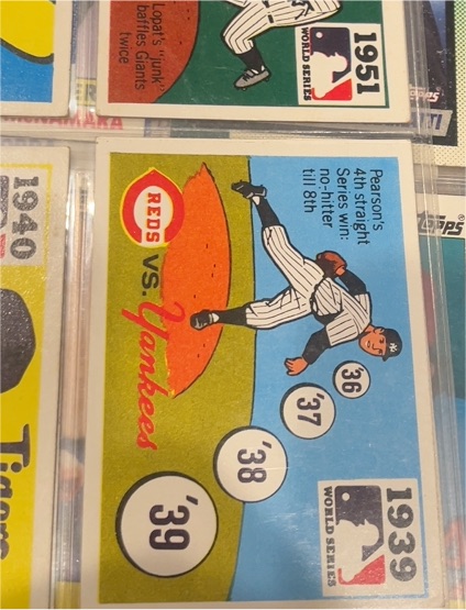 1970 Fleer Laughlin World Series #37 1939 Reds vs Yankees Pearson — front