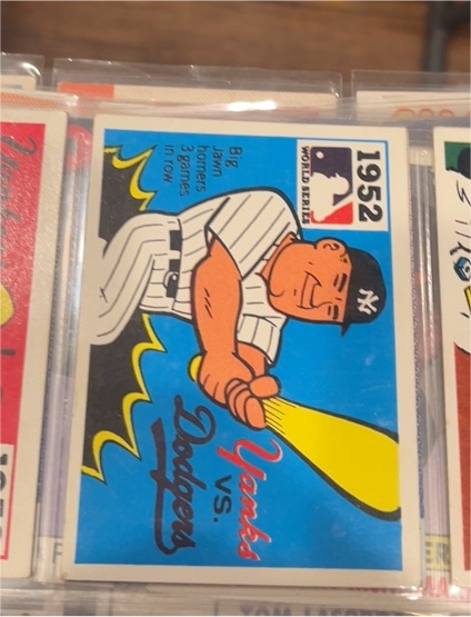 1971 Fleer Laughlin World Series #50 1952 Yankees vs. Dodgers - Johnny Mize — front