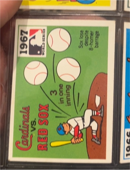 1971 Fleer Laughlin World Series Black Backs #65 1967 Cardinals vs. Red Sox — front