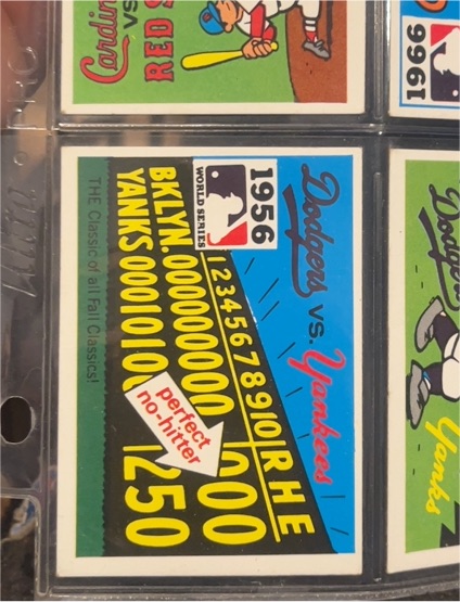 1971 Fleer Laughlin World Series #54 1956 Dodgers vs Yankees Don Larsen — front