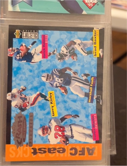 1995 Upper Deck Collector's Choice Crash The Game AFC East #CP8 Derrick Holmes Brad Baxter Terry Kirby Marshall Faulk Curtis Martin — front