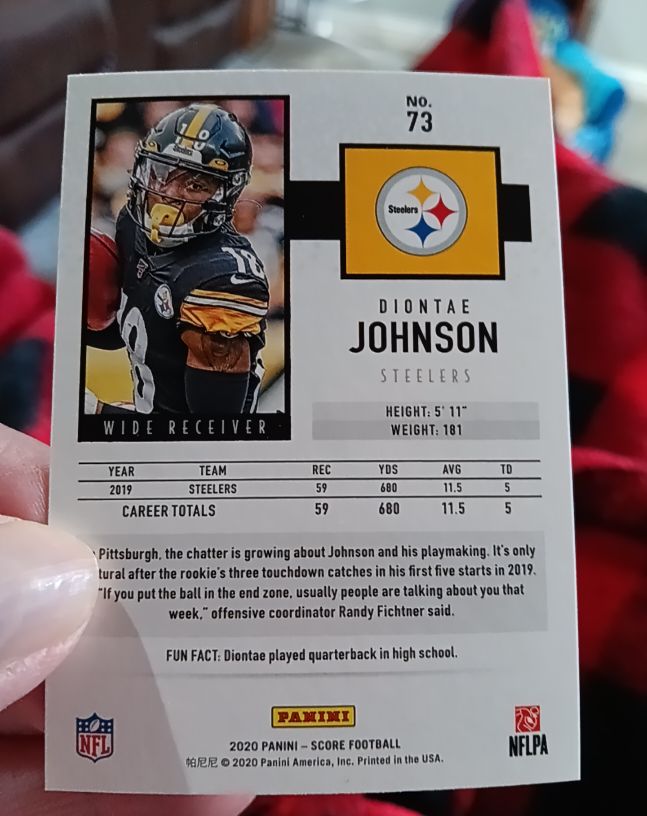 2020 Panini Score #73 Diontae Johnson — front
