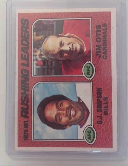 1976 Topps #203 1975 Rushing Leaders O.J. Simpson & Jim Otis — front