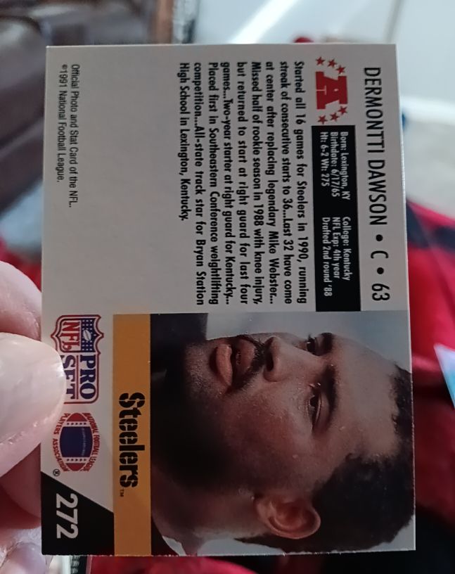 1990 Pro Set #272 Dermontti Dawson — front