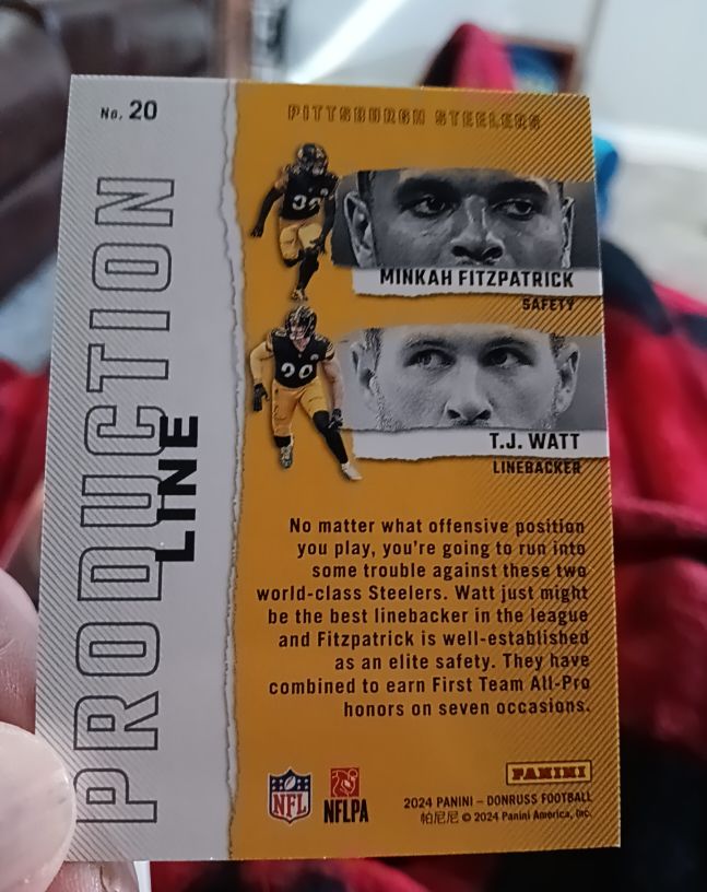 2024 Panini Donruss #20 Minkah Fitzpatrick / T.J. Watt Production Line — front