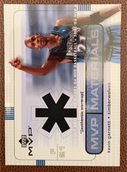 2003-04 Upper Deck MVP Materials Warmups #F 21 Kevin Garnett — front