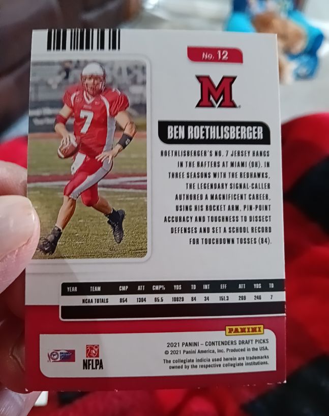 2021 Panini Contenders Draft Picks #12 Ben Roethlisberger — front