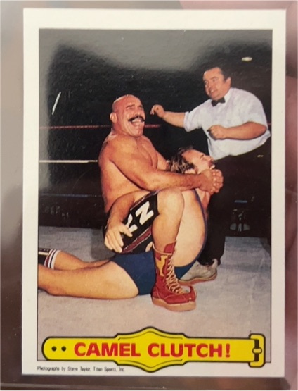 1985 Topps WWF Pro Wrestling Stars #49 Camel Clutch! Iron Sheik — front