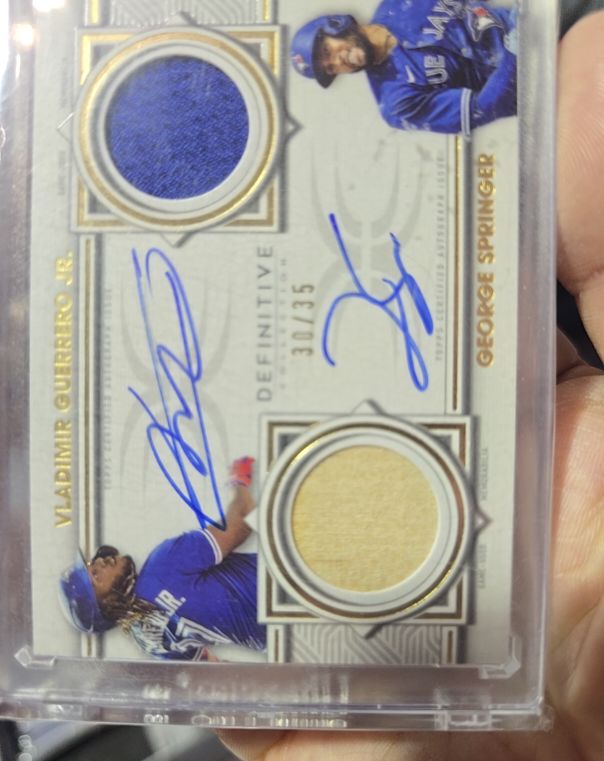 2022 Topps Definitive Dual Relic Auto #DAR-GSP Vladimir Guerrero Jr./George Springer — front