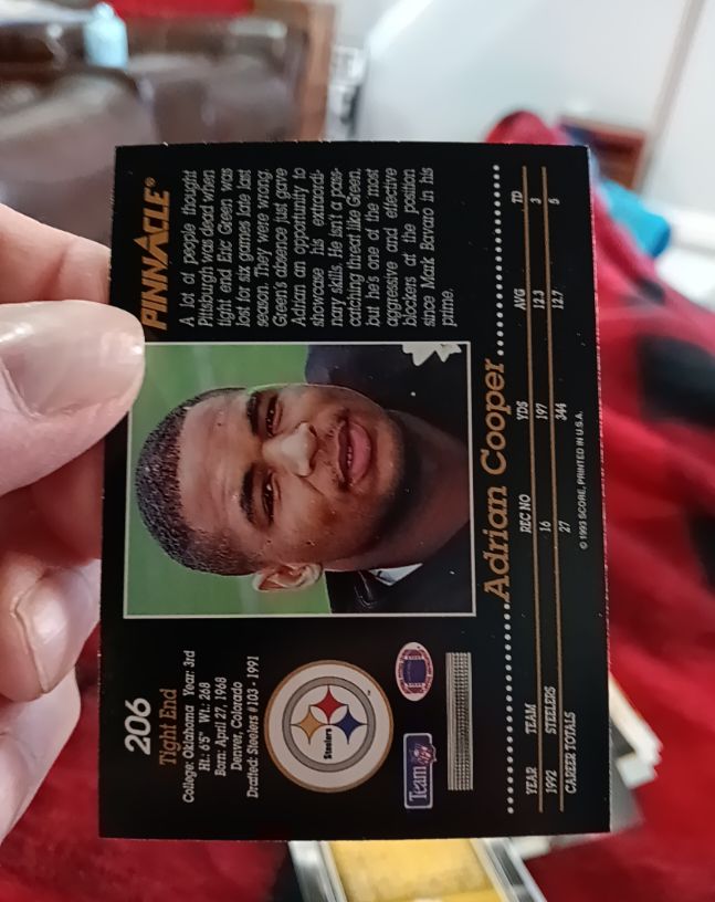 1993 Pinnacle #206 Adrian Cooper — front