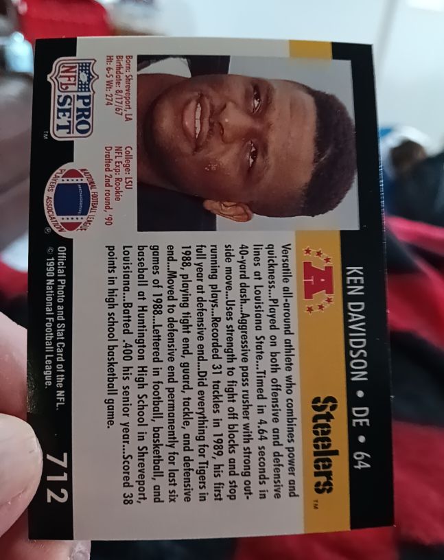 1990 Pro Set #712 Ken Davidson — front