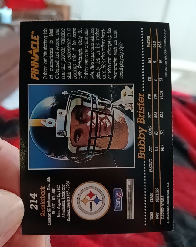 1993 Pinnacle #214 Bubby Brister — front