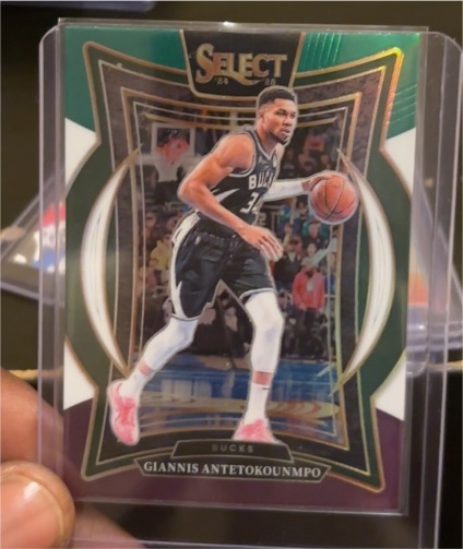 2024-25 Panini Select #43 Giannis Antetokounmpo Concourse Green White Purple Prizm — front