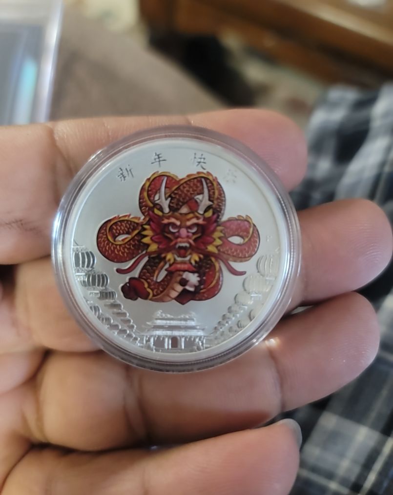 2024 Traditional Chinese Year of the Dragon Commemorative Silver Coin Colored — front