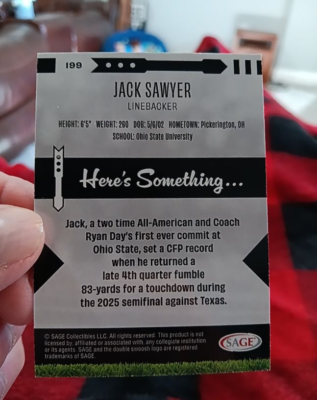 2025 SAGE High Series #199 Jack Sawyer — front