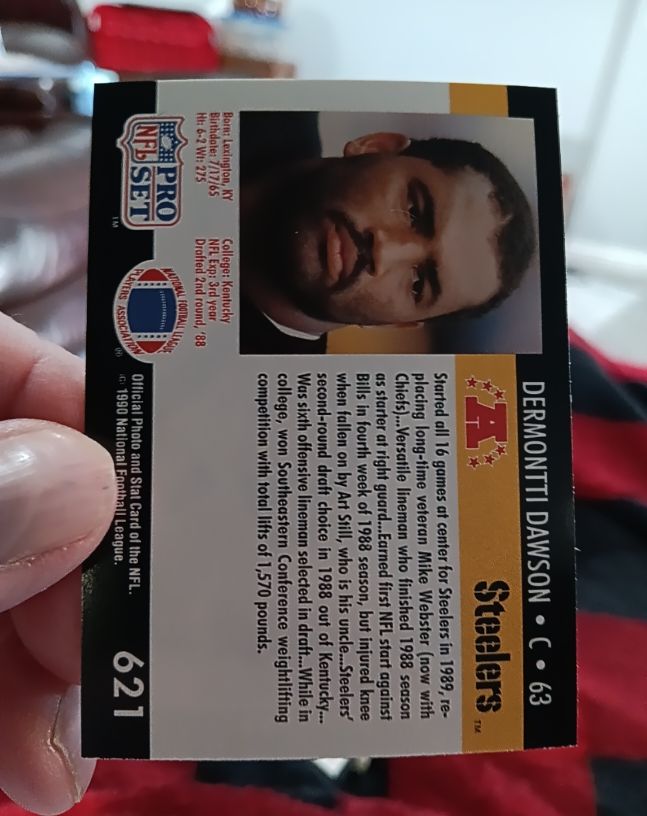 1990 Pro Set #621 Dermontti Dawson — front
