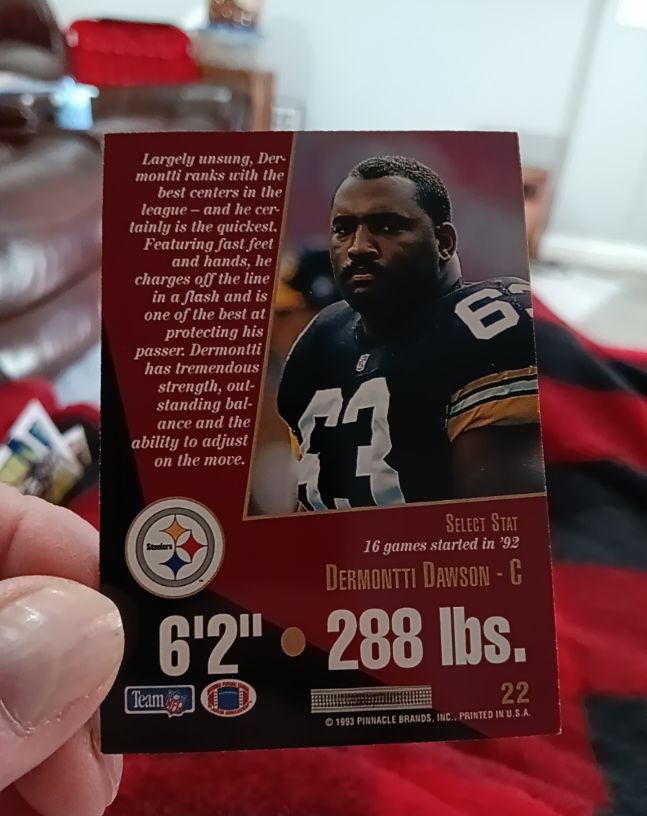 1993 Pinnacle #22 Dermontti Dawson — front