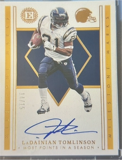 2022 Panini Encased Milestone Marks #LaDainian Tomlinson — front