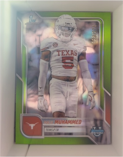 2025 Bowman Chrome University #112 Malik Muhammed Green Refractor — front