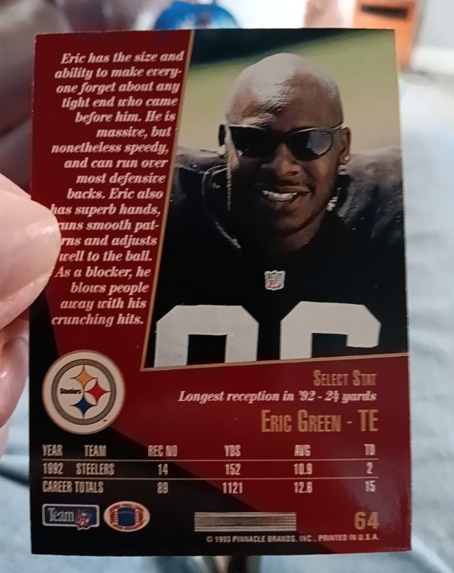 1993 Pinnacle #64 Eric Green — front