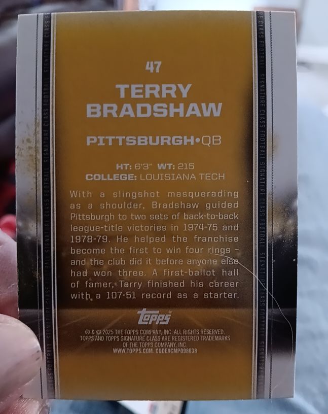 2025 Topps Signature Class #47 Terry Bradshaw — front